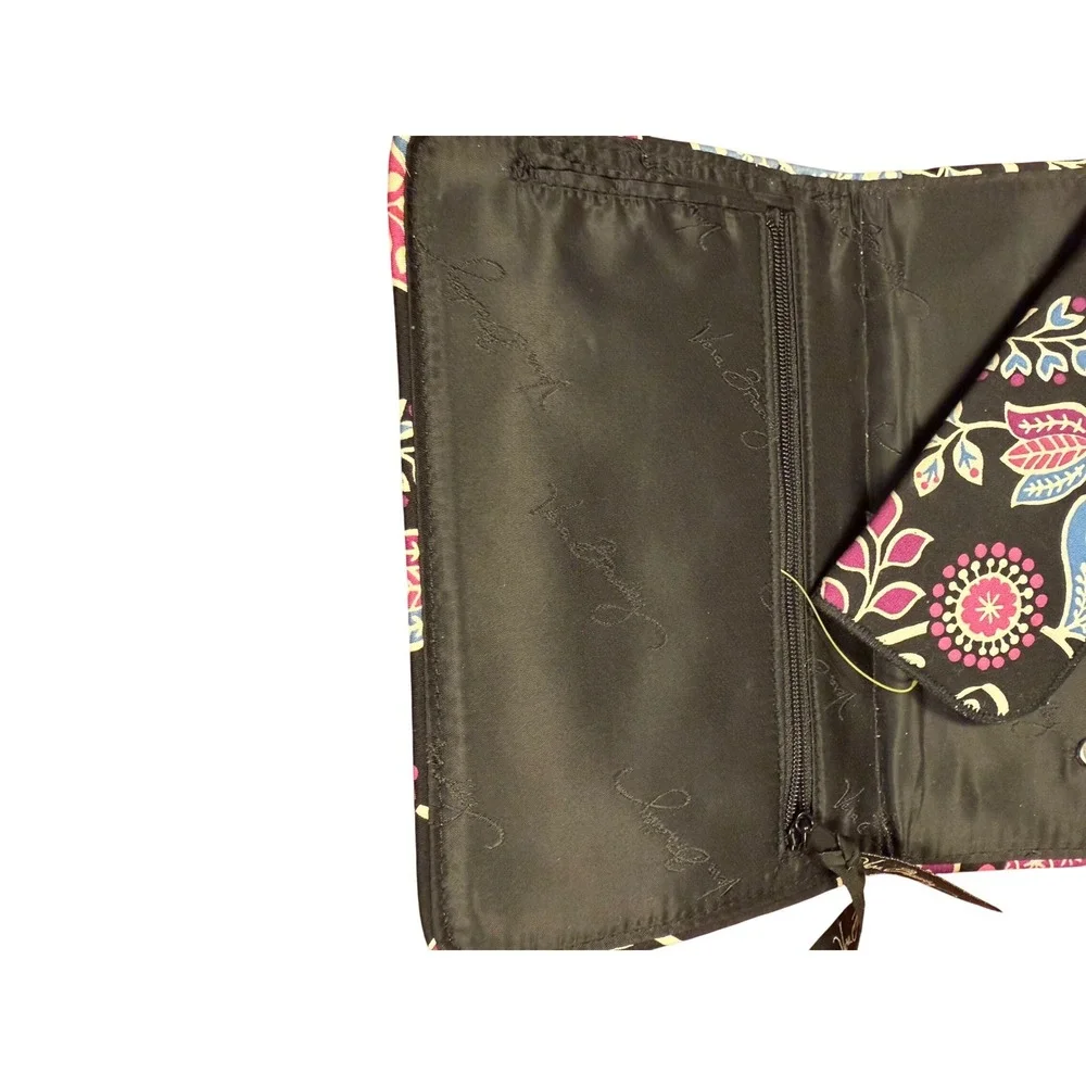 Vera Bradley Provencal‎ Jewelry Organizer Roll Quilted Floral Travel Case Black